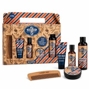 Coffret Cadeau Homme 5 Pièces – Kit Soin Barbe & Cheveux